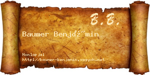 Baumer Benjámin névjegykártya